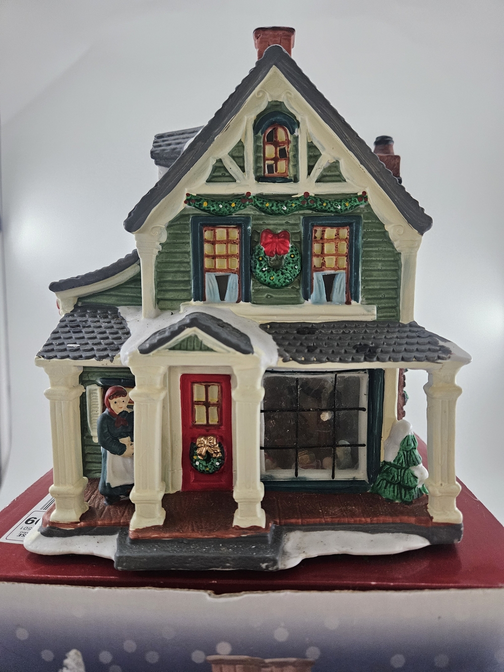 Holiday Expressions Porcelain Hand Painted Christmas  Lighted House, Cord w Bulb